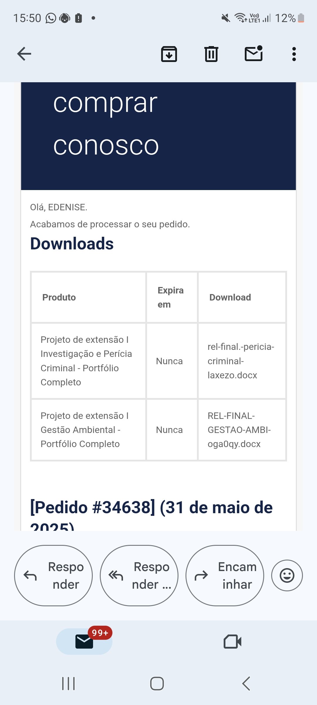 Print da página que não abre